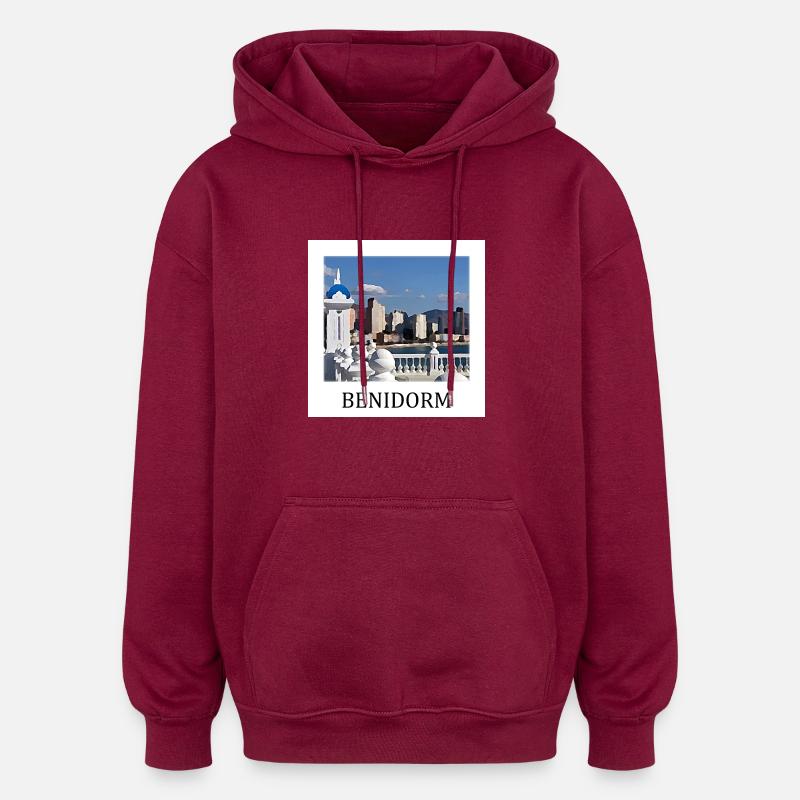 Benidorm - Sweat à capuche oversize unisexe - bordeaux