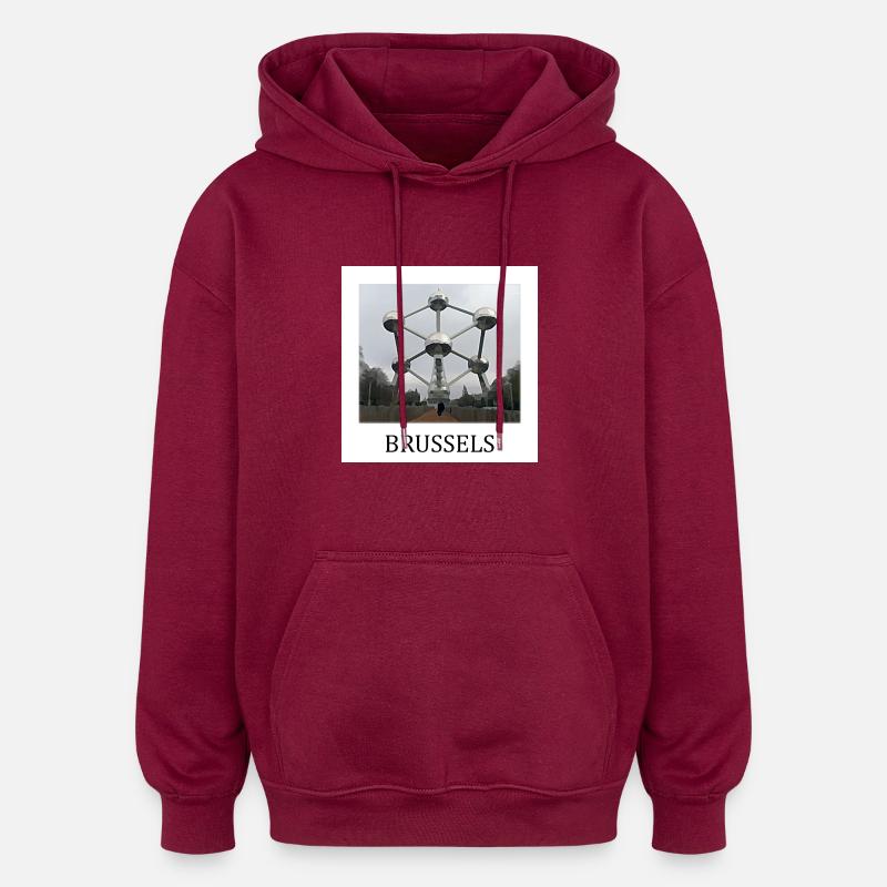 Brüsseler Atomium - Oversized Unisex Hoodie - Burgunderrot