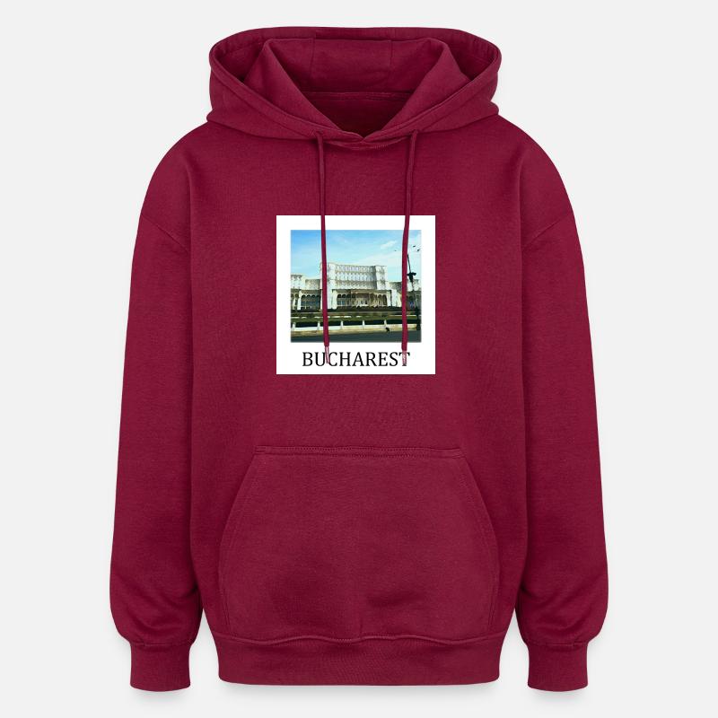 Bucarest - Sweat à capuche oversize unisexe - bordeaux