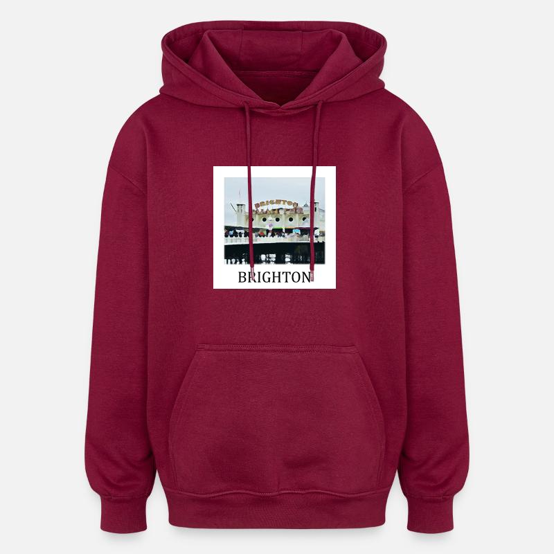 Brighton - Sweat à capuche oversize unisexe - bordeaux