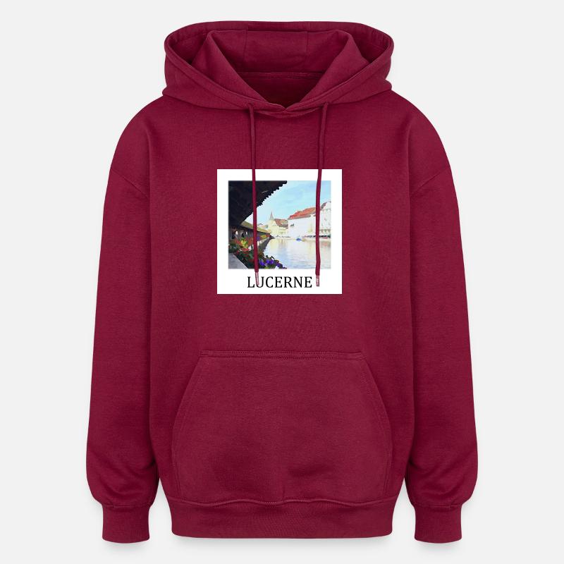 Luzerne - Sweat à capuche oversize unisexe - bordeaux