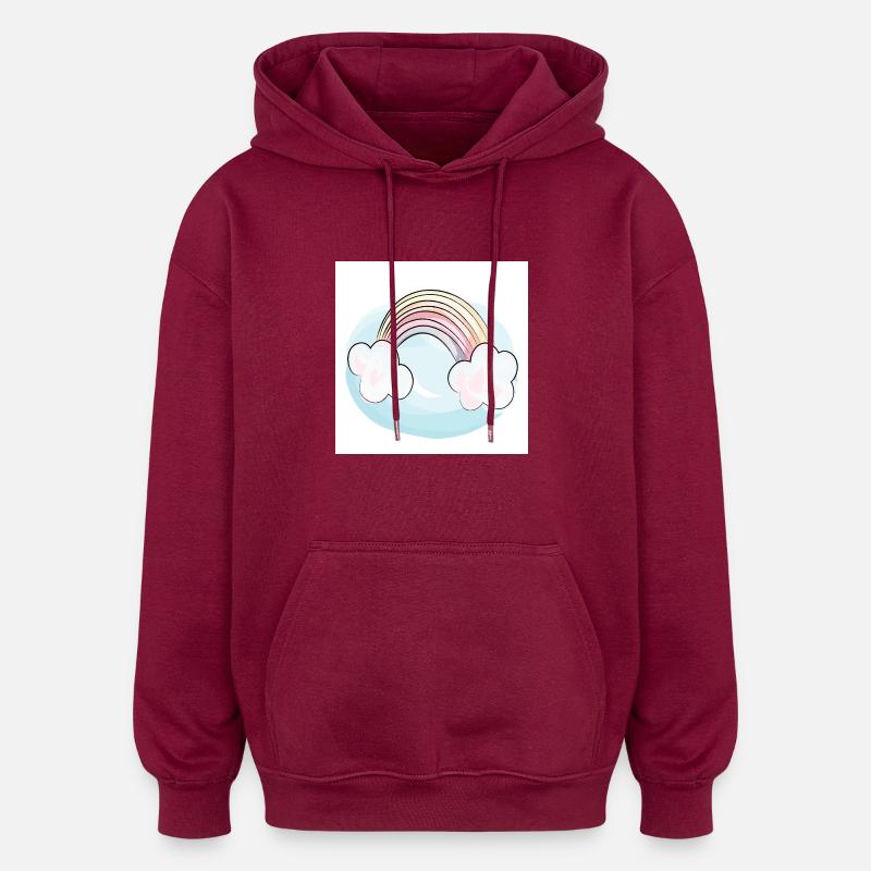 Arc-en-ciel - Sweat à capuche oversize unisexe - bordeaux