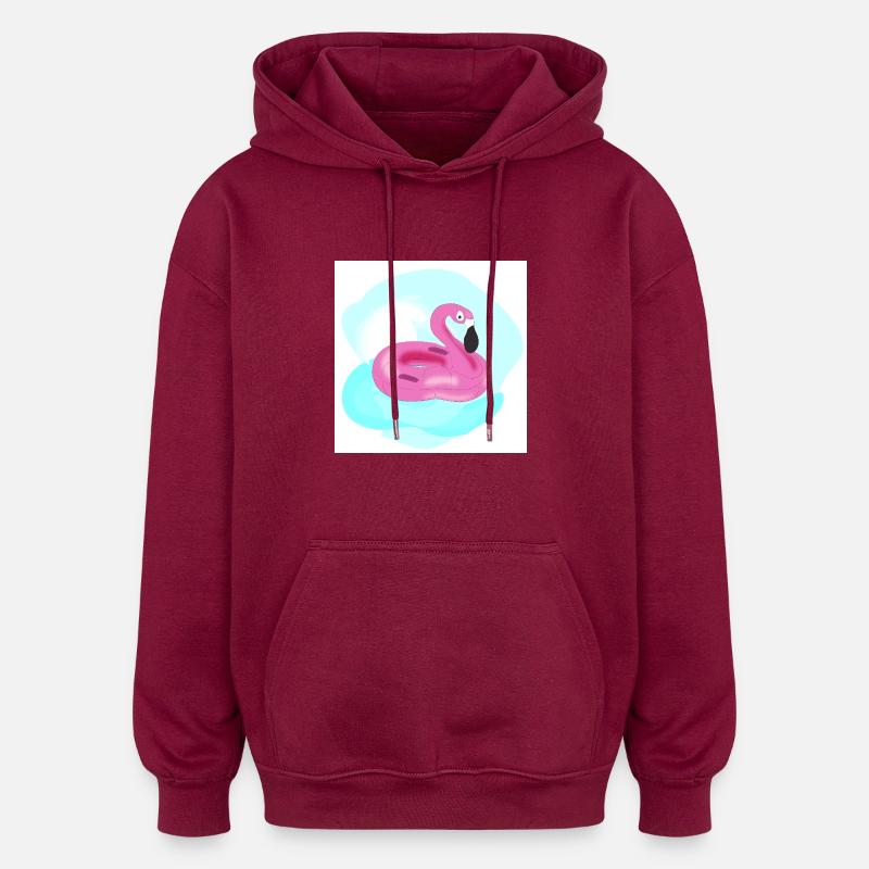 Piscine pélican rose gonflable - Sweat à capuche oversize unisexe - bordeaux