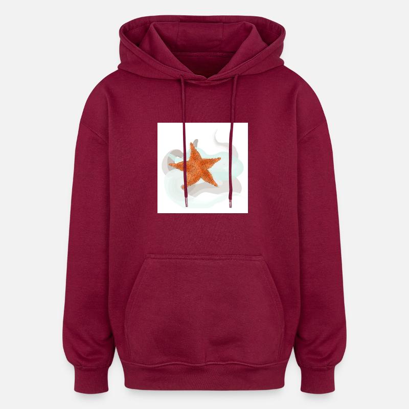 Étoile de mer - Sweat à capuche oversize unisexe - bordeaux