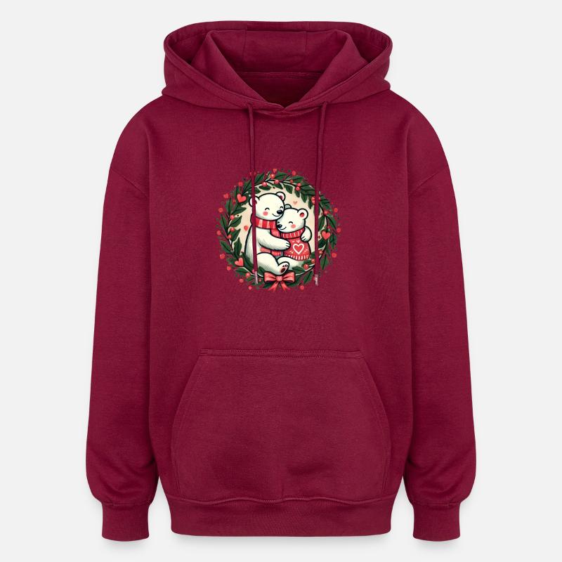 Ours polaires de Noël - Sweat à capuche oversize unisexe - bordeaux