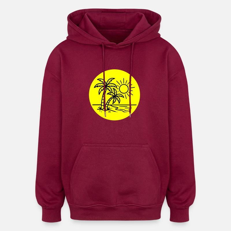 Île Palmier Symbole Vacances - Sweat à capuche oversize unisexe - bordeaux