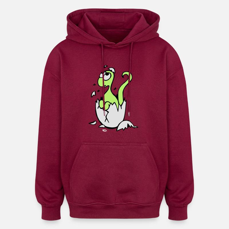 Bébé Dinosaure - Sweat à capuche oversize unisexe - bordeaux