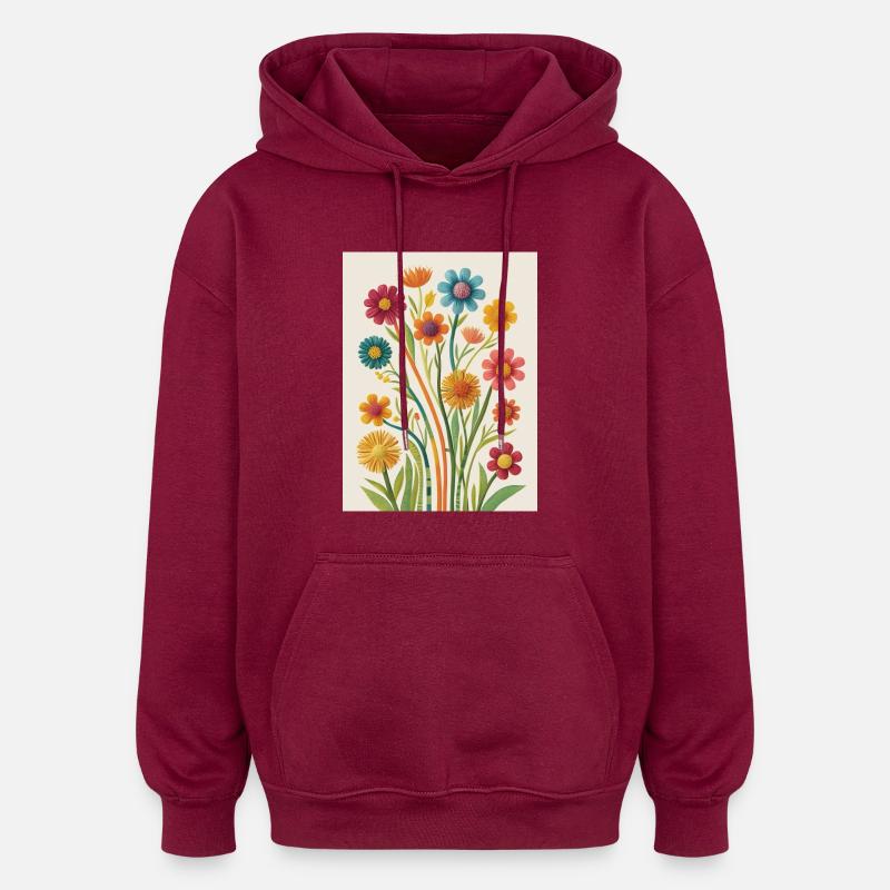 Fleurs de l’artisanat - Sweat à capuche oversize unisexe - bordeaux