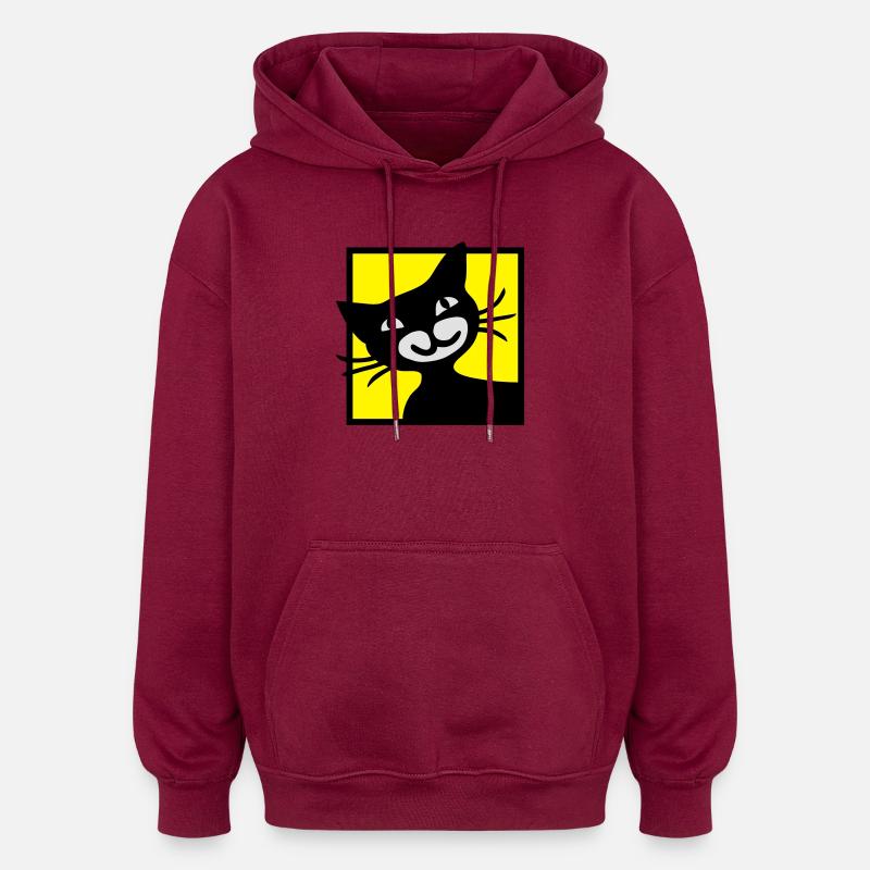 Chat - Sweat à capuche oversize unisexe - bordeaux