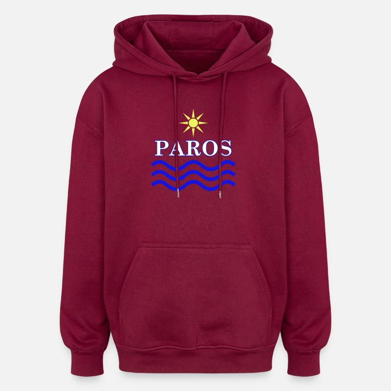 PAROS-Grèce Eau Solaire - Sweat à capuche oversize unisexe - bordeaux