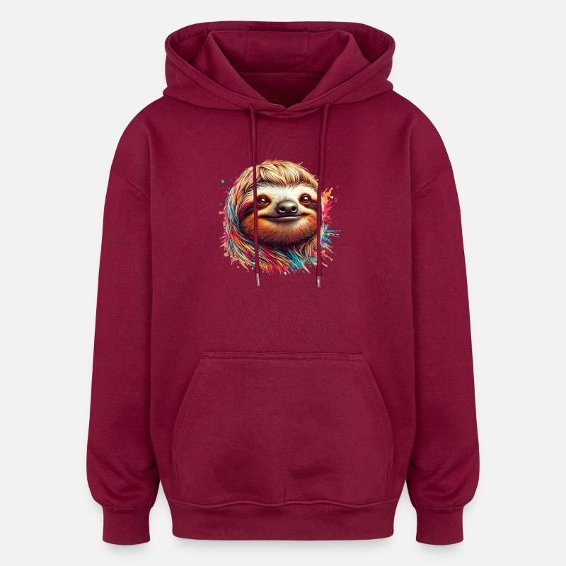 Paresse - Sweat à capuche oversize unisexe - bordeaux