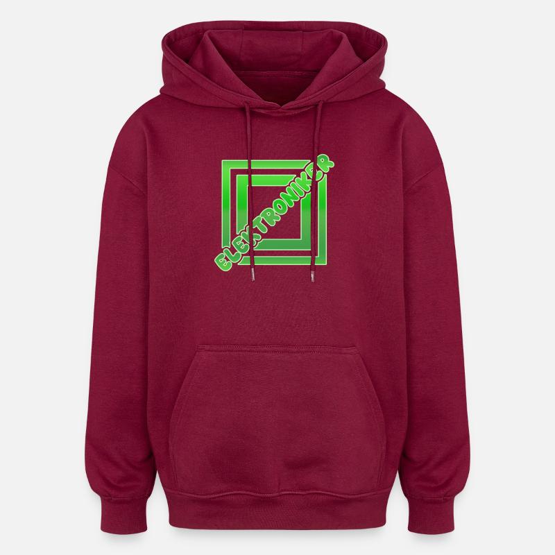 Job Electronics Technician - Oversized Unisex Hoodie - burgundy