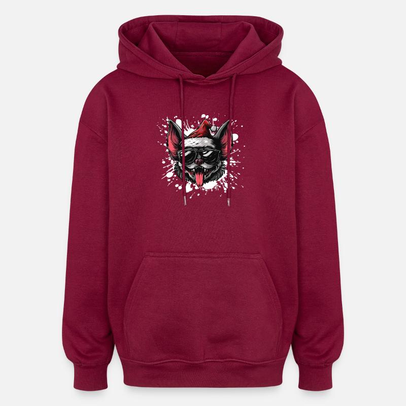 Chauve-souris Noël drôle - Sweat à capuche oversize unisexe - bordeaux