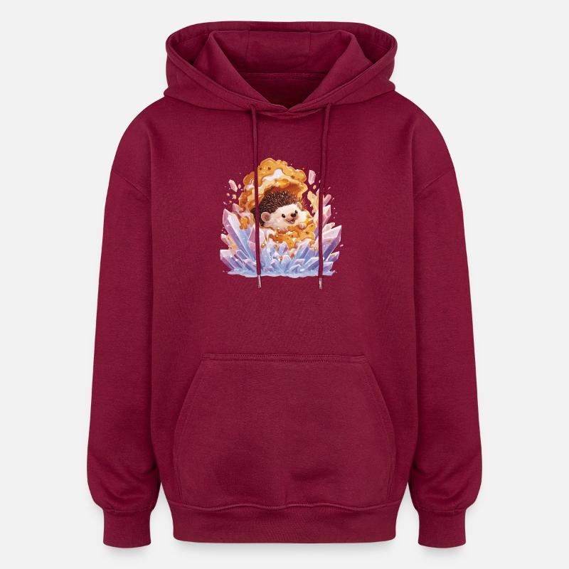 Hérisson en cristal de miel - Sweat à capuche oversize unisexe - bordeaux