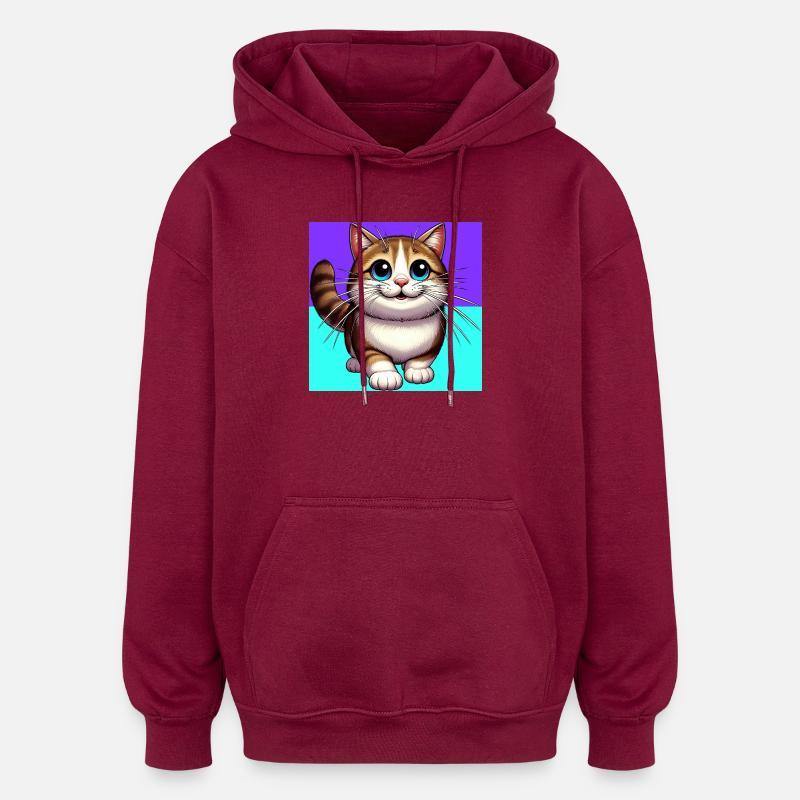 chat - Sweat à capuche oversize unisexe - bordeaux