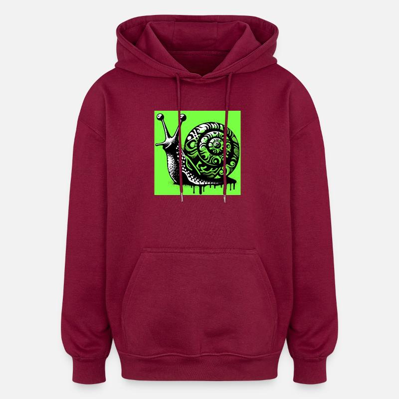 Escargot - Sweat à capuche oversize unisexe - bordeaux