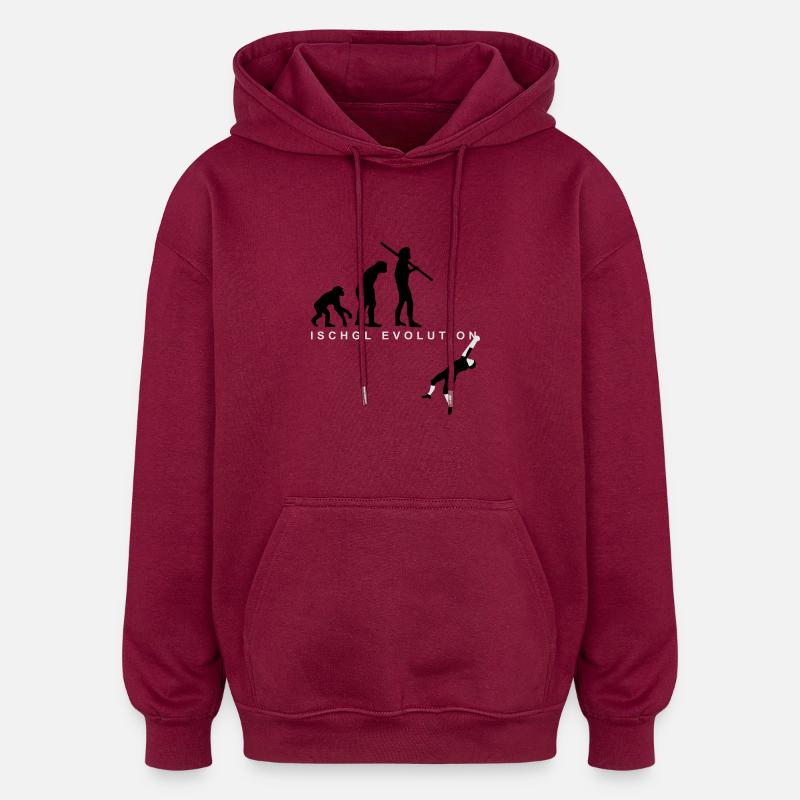 Evolution Bergsteiger - Oversized Unisex Hoodie - Burgunderrot