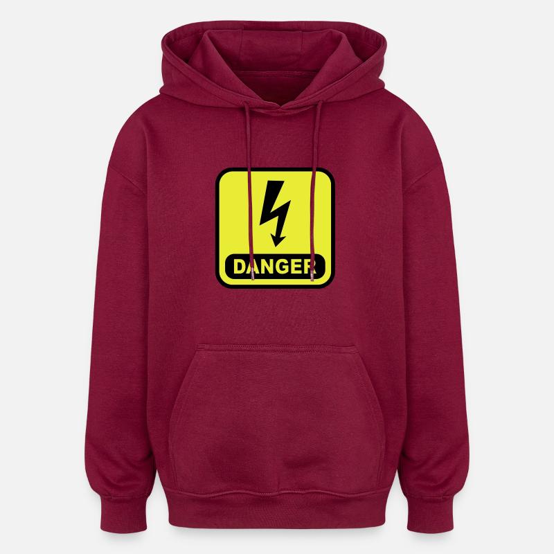 Danger Blitz - Oversized Unisex Hoodie - Burgunderrot