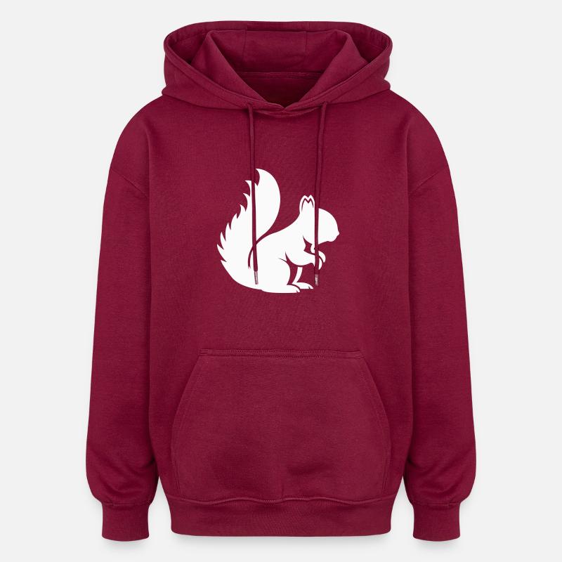 écureuil - Sweat à capuche oversize unisexe - bordeaux