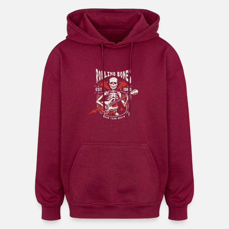 Rolling bones - Oversized Unisex Hoodie - burgundy