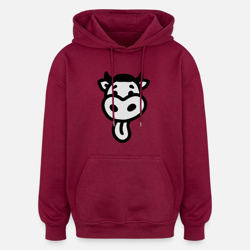 Vache - Tongue - Sweat à capuche oversize unisexe - bordeaux