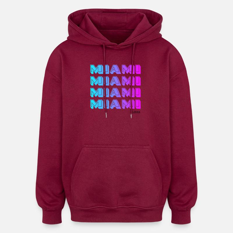 Motif de dégradé néon de Miami - Sweat à capuche oversize unisexe - bordeaux