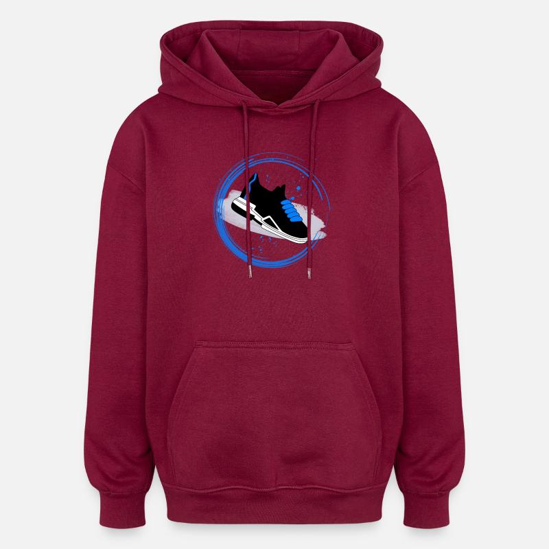 Splash de baskets en cercle - Sweat à capuche oversize unisexe - bordeaux