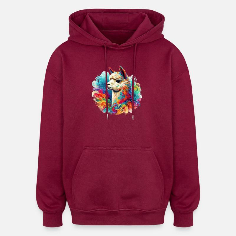 Alpaca - Oversized Unisex Hoodie - burgundy