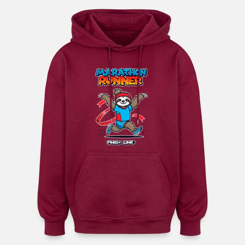 Faultier Marathonläufer - Oversized Unisex Hoodie - Burgunderrot