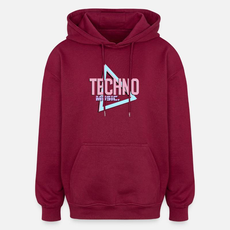 Logo rétro Techno Neon - Sweat à capuche oversize unisexe - bordeaux