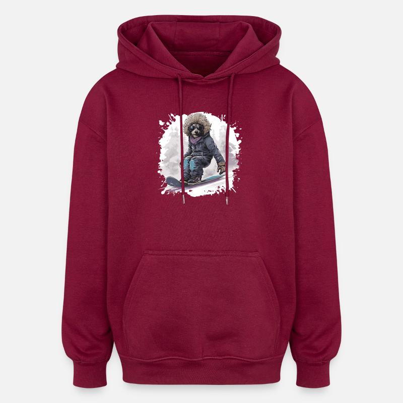 Caniche Dog Snowboard - Sweat à capuche oversize unisexe - bordeaux