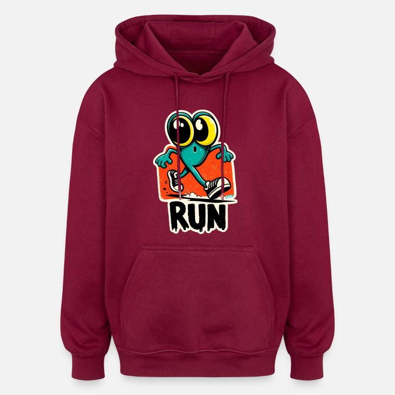 Run Frog Pop Art - Sweat à capuche oversize unisexe - bordeaux