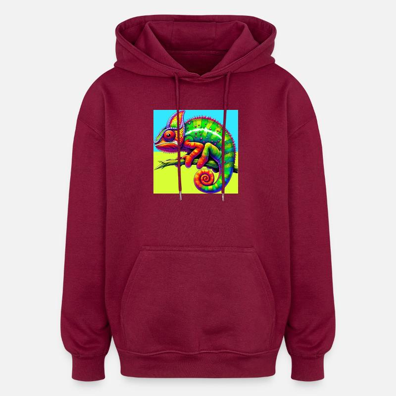 caméléon - Sweat à capuche oversize unisexe - bordeaux
