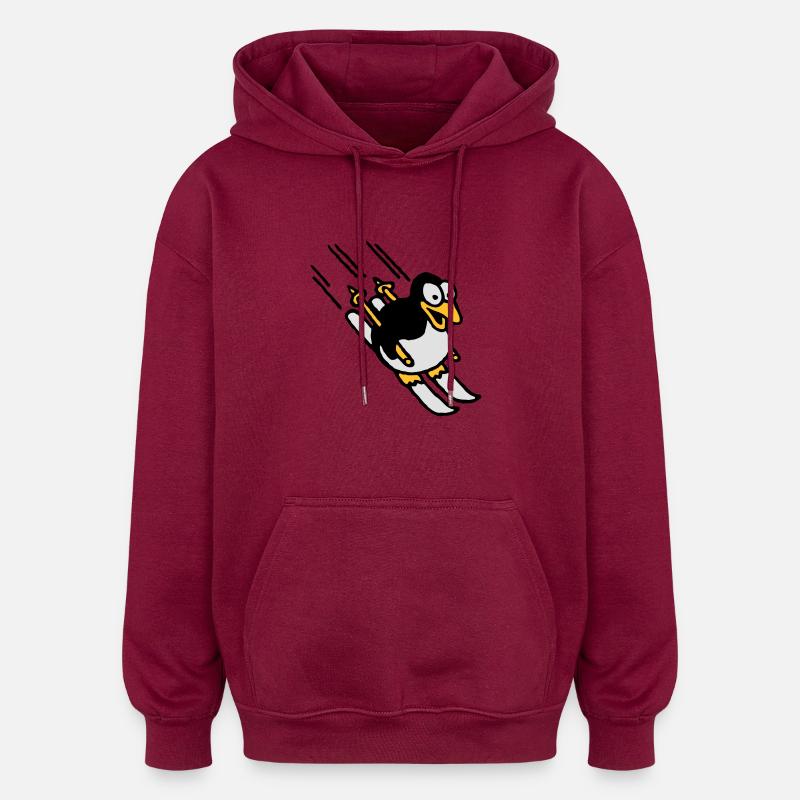 pinguin_ski_022011_e_3c - Sweat à capuche oversize unisexe - bordeaux