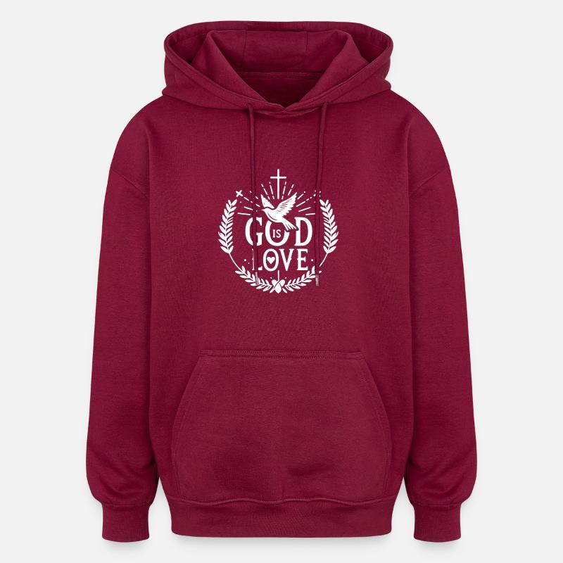 Dieu est Amour - Sweat à capuche oversize unisexe - bordeaux