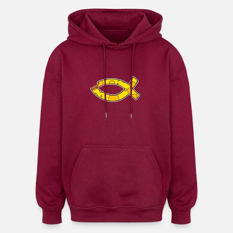 Poisson Symbole Fromage - Sweat à capuche oversize unisexe - bordeaux