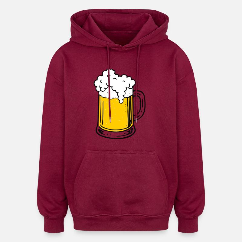 Bier - Oversized Unisex Hoodie - Burgunderrot