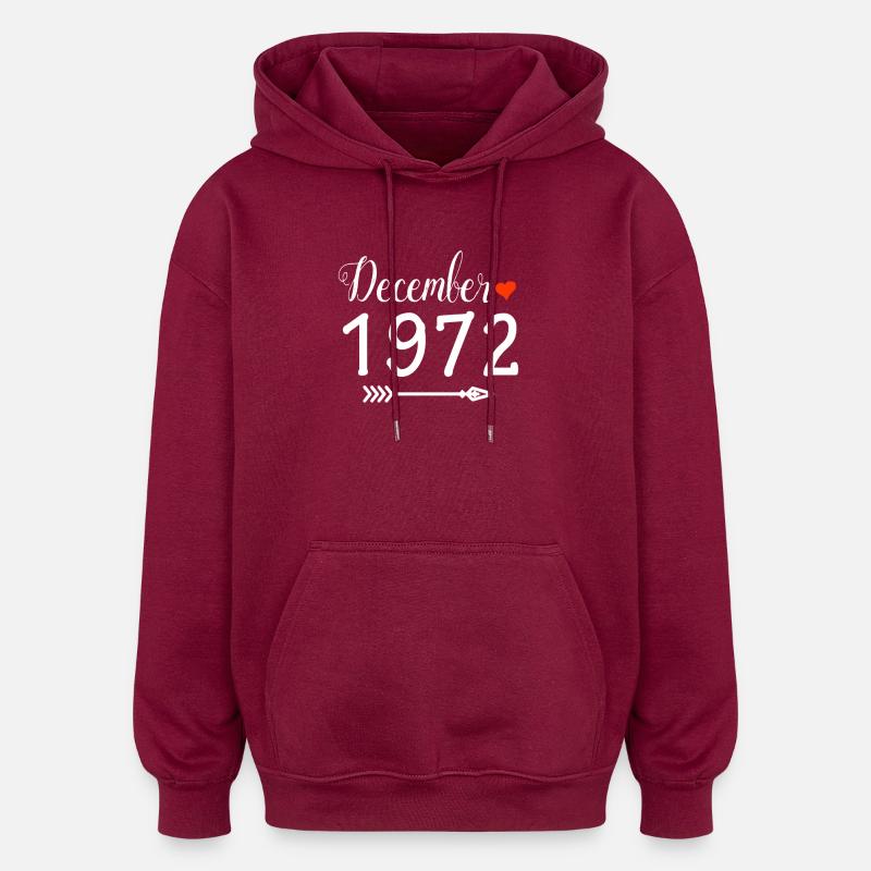 Décembre 1972 - Sweat à capuche oversize unisexe - bordeaux