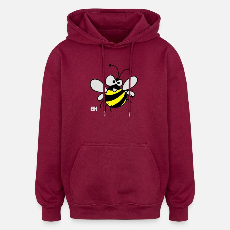 Abeille - Sweat à capuche oversize unisexe - bordeaux