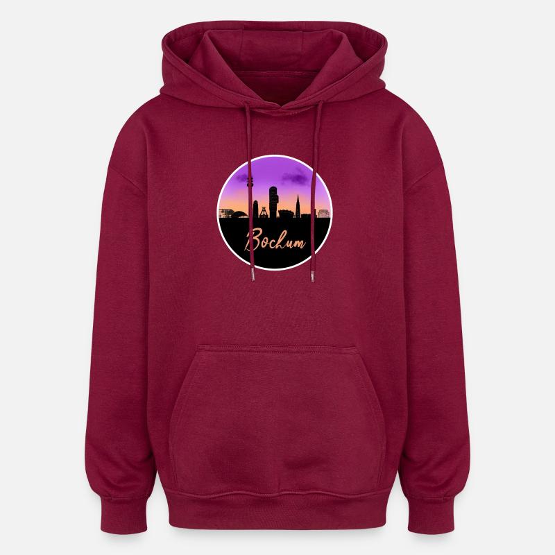 Bochum Fine Skyline - Sweat à capuche oversize unisexe - bordeaux