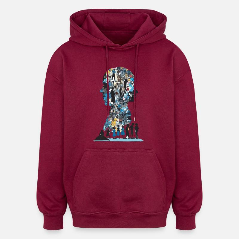 Das Puzzle Mensch - Oversized Unisex Hoodie - Burgunderrot
