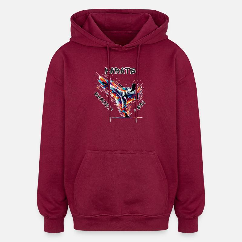Karaté Mawashi Geri - Sweat à capuche oversize unisexe - bordeaux