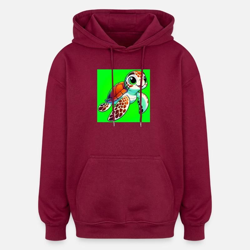Schildkröte - Oversized Unisex Hoodie - Burgunderrot