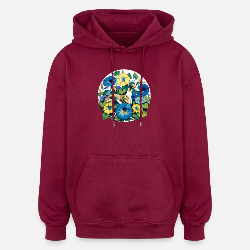 Windhund inmitten der Morgenwehen - Oversized Unisex Hoodie - Burgunderrot