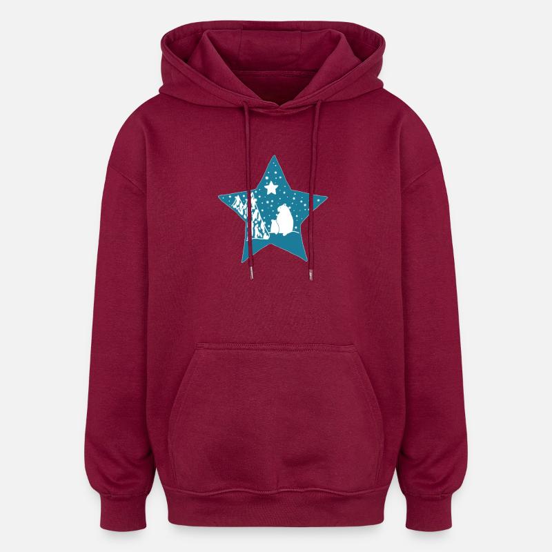 Eisbaer_im_Stern - Sweat à capuche oversize unisexe - bordeaux
