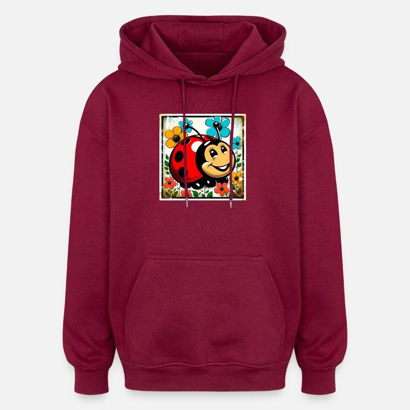 Marienkäfer - Oversized Unisex Hoodie - Burgunderrot