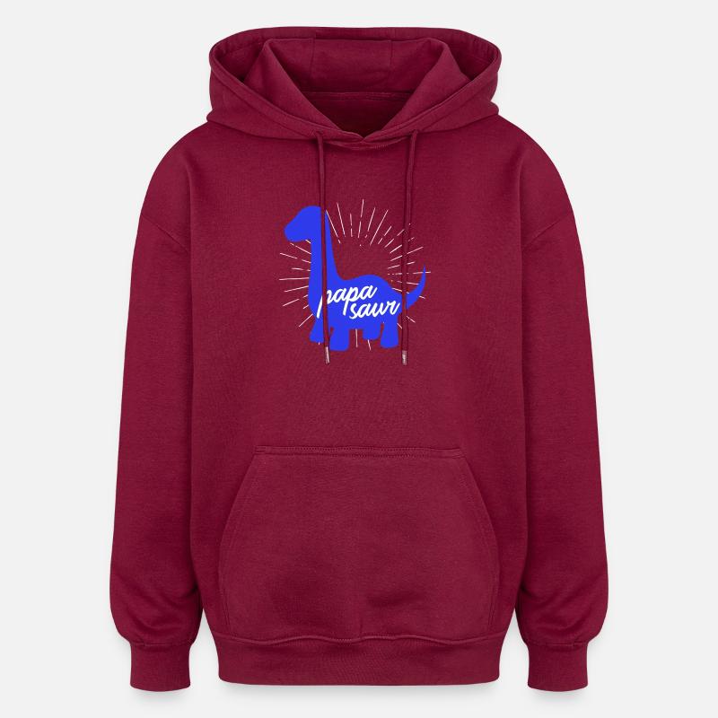 Papasaur T-Rex Dinosaure Paternité Daddysaure - Sweat à capuche oversize unisexe - bordeaux