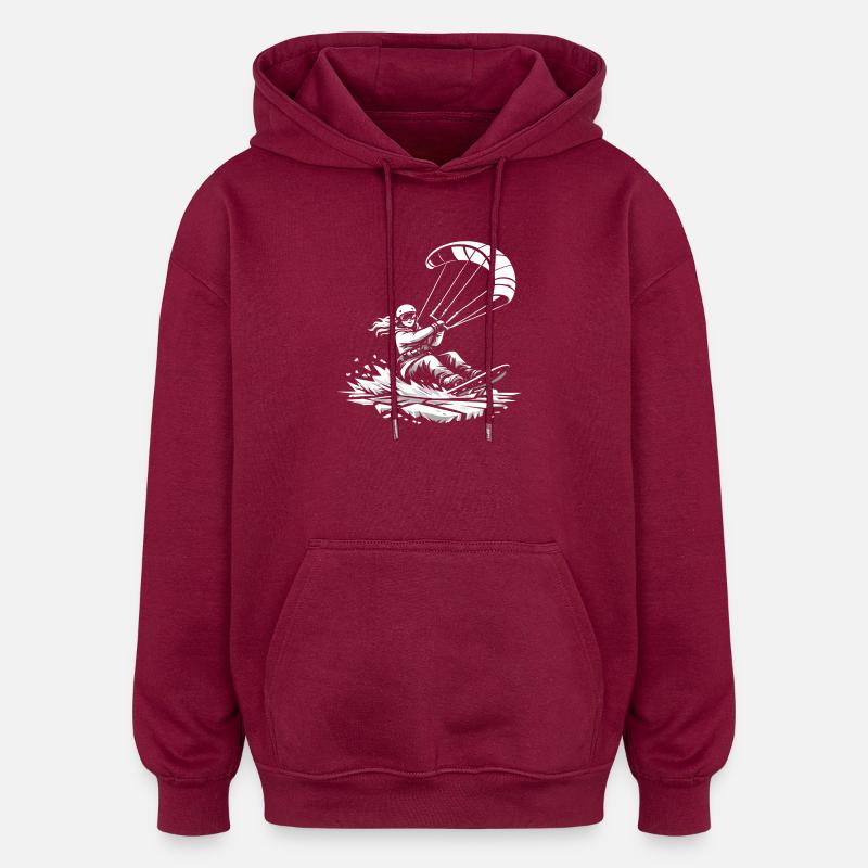 KITESURF HIVERNAL - Sweat à capuche oversize unisexe - bordeaux