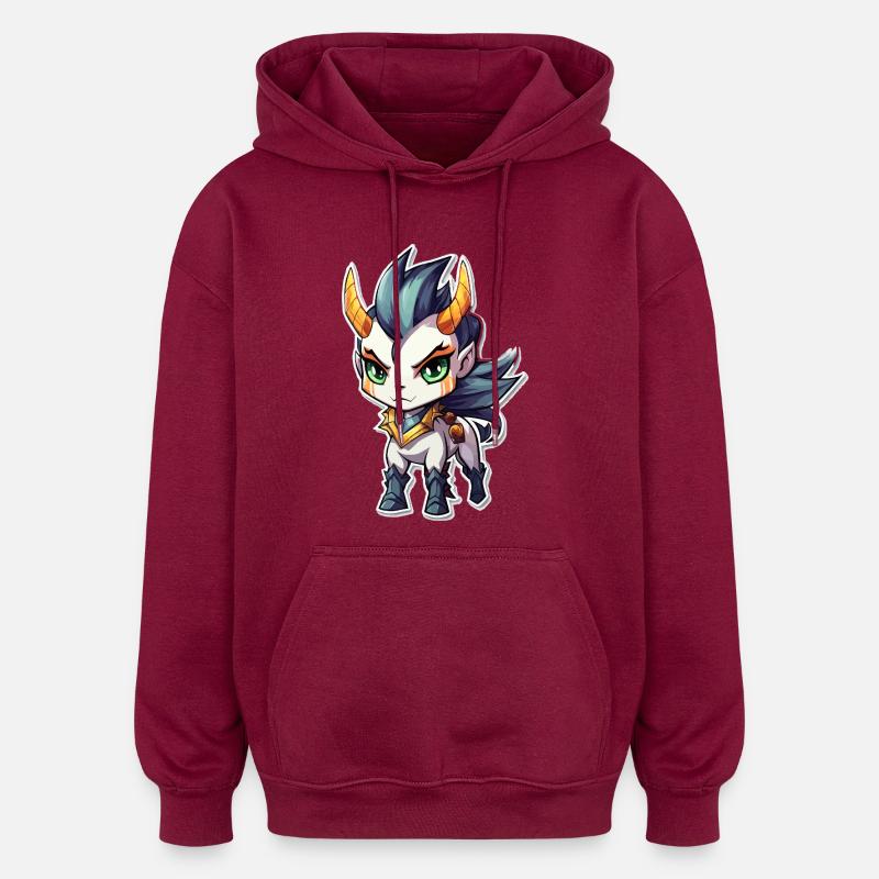 Chibi Dämonenpferd - Oversized Unisex Hoodie - Burgunderrot