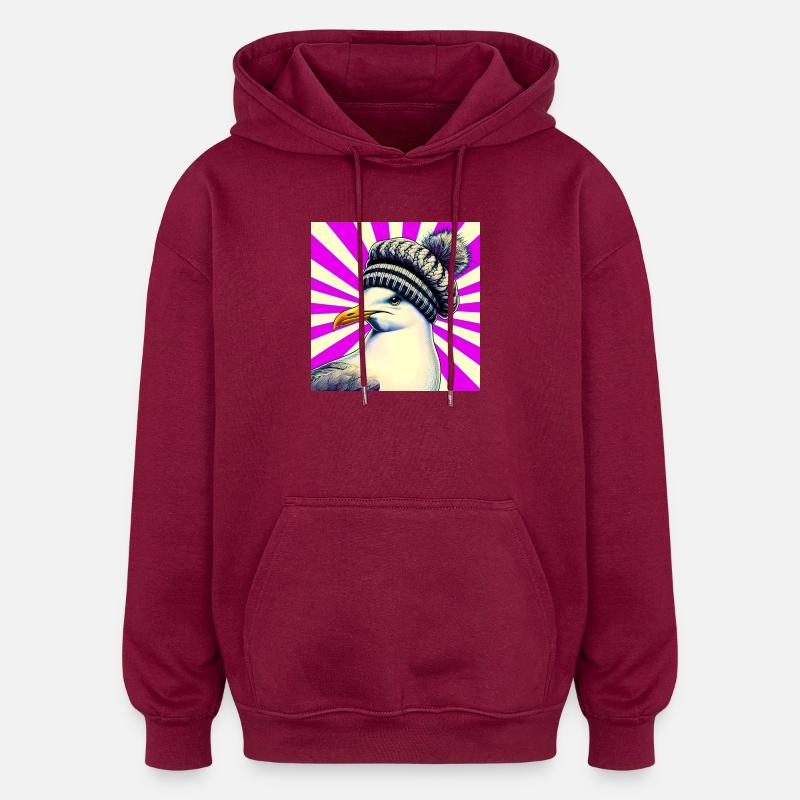 gull - Oversized Unisex Hoodie - burgundy